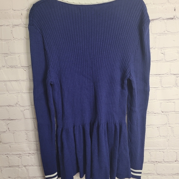 ELLE Ribbed Peplum Blue‎ SWEATER Sz.Medium - Picture 5 of 6